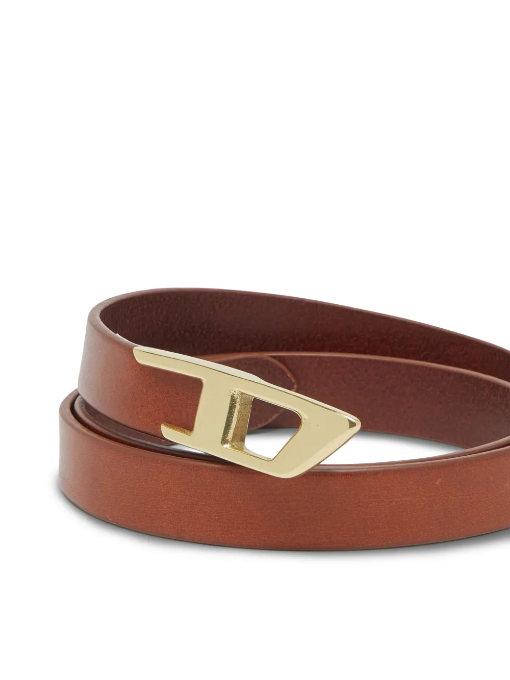Diesel 2 cm leather belt with metal D buckle Bruin