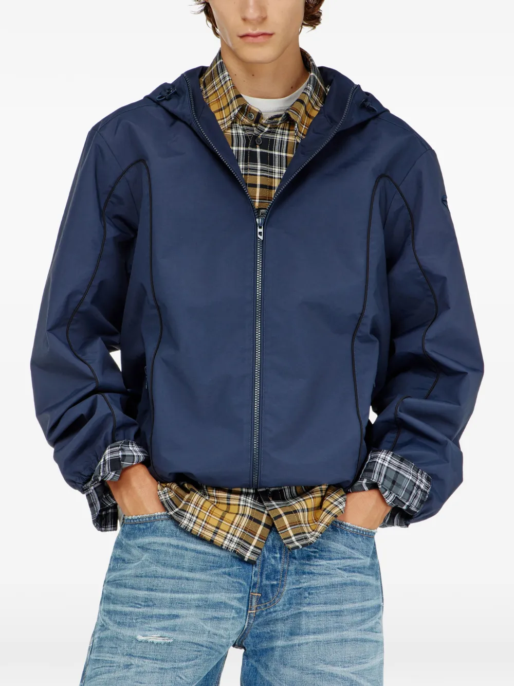 Diesel Windjack met contrasterende afwerking Blauw