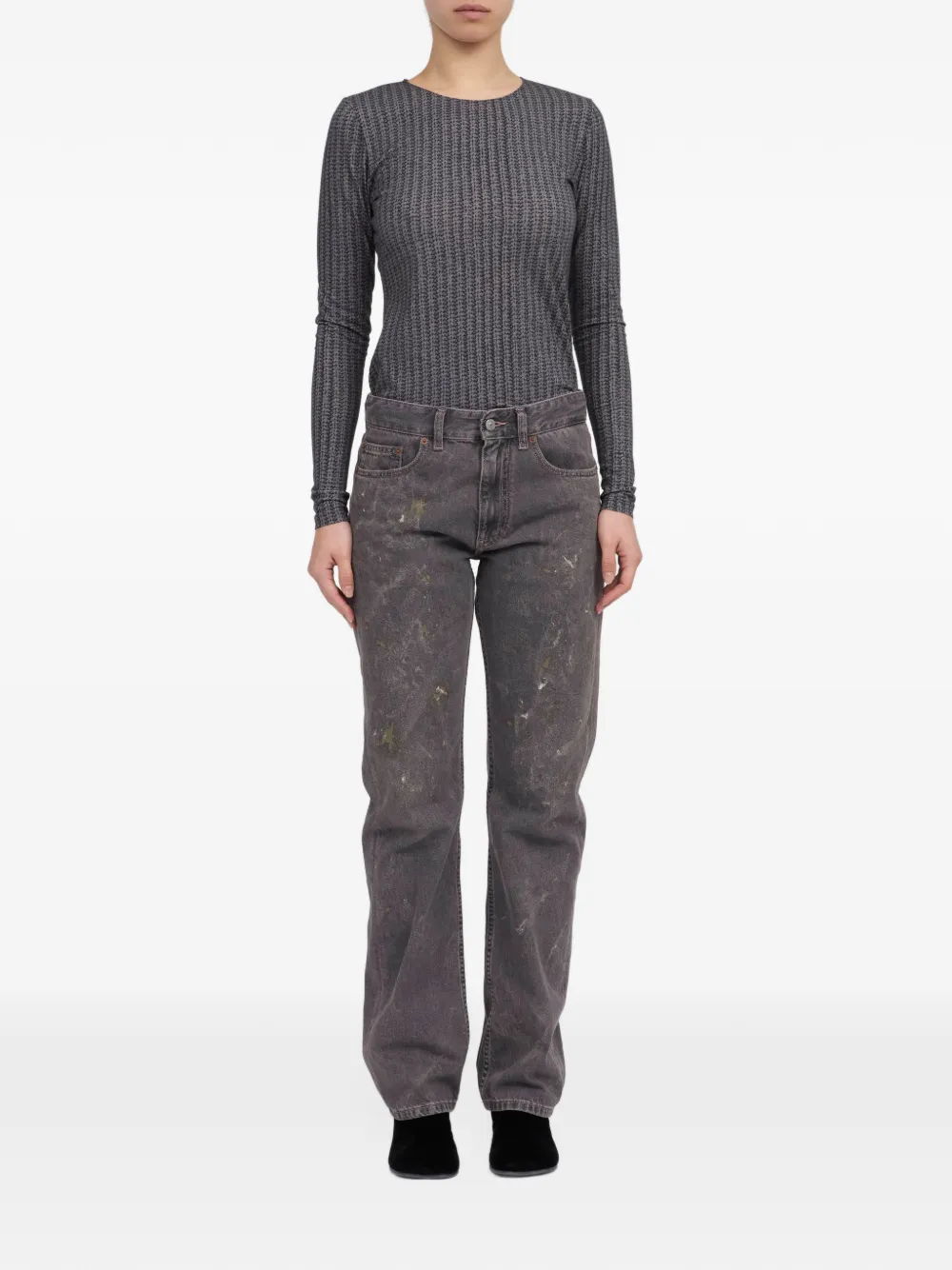 MM6 Maison Margiela paint-splatter straight-leg jeans Grijs