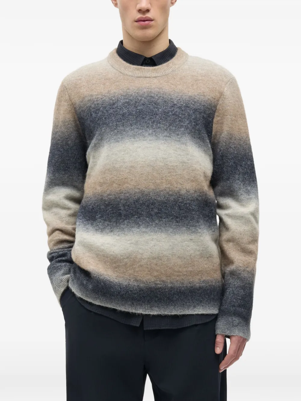 SAMSOE Aiden gestreepte trui Beige