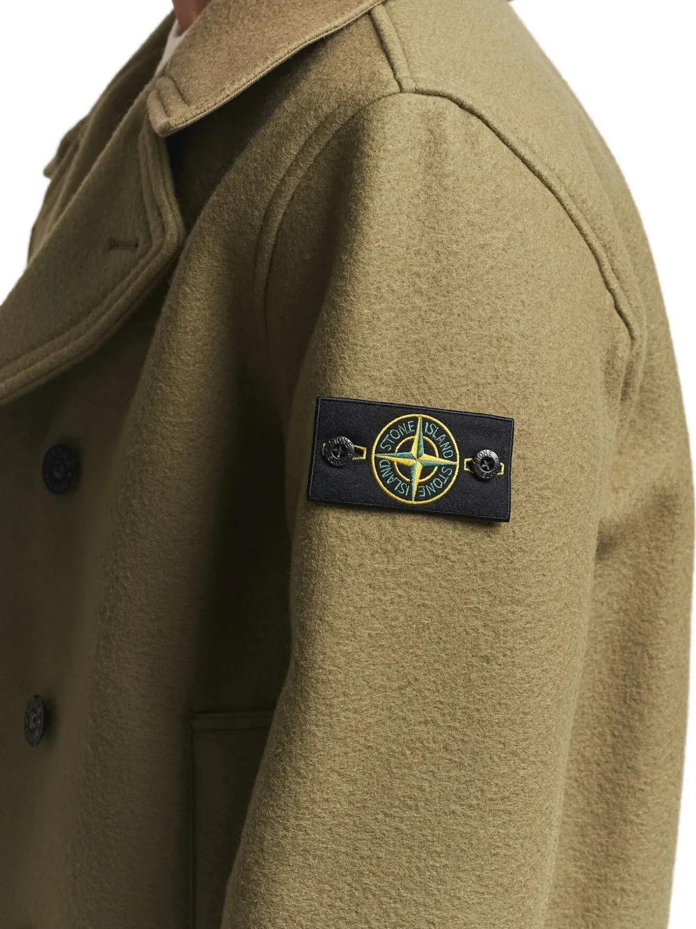 Stone Island 4100040 heavy melton peacoat Groen
