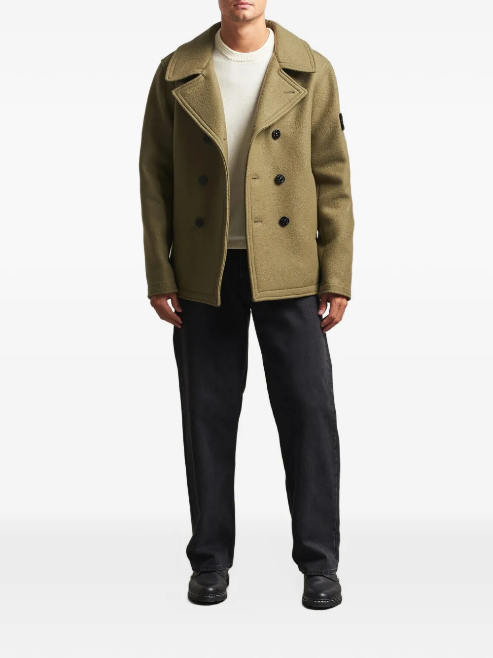 Stone Island 4100040 heavy melton peacoat Groen