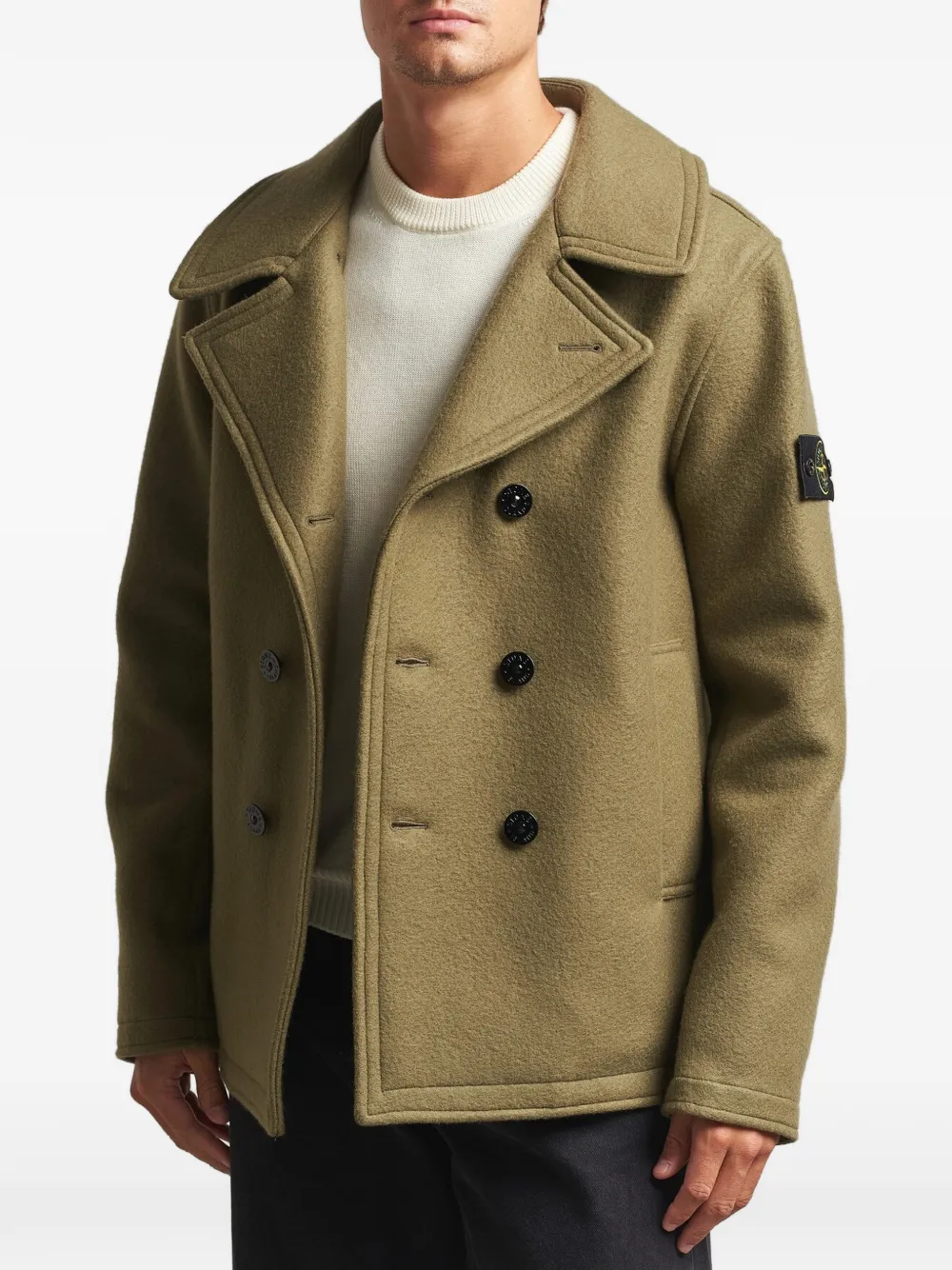 Stone Island 4100040 heavy melton peacoat Groen