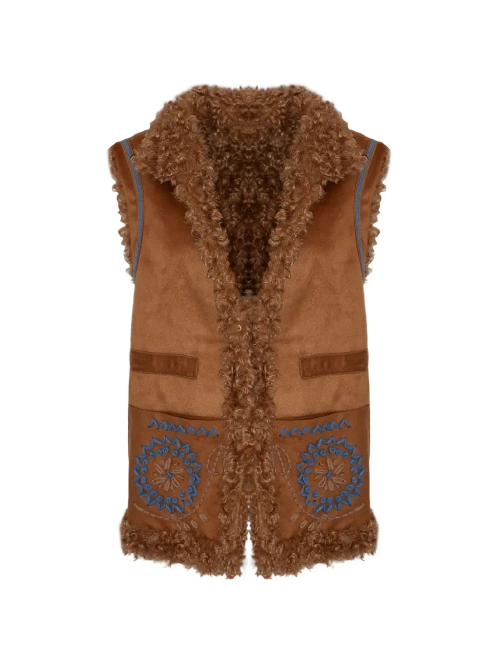 PHO FIRENZE Teddy vreversible embroidered waistcoat