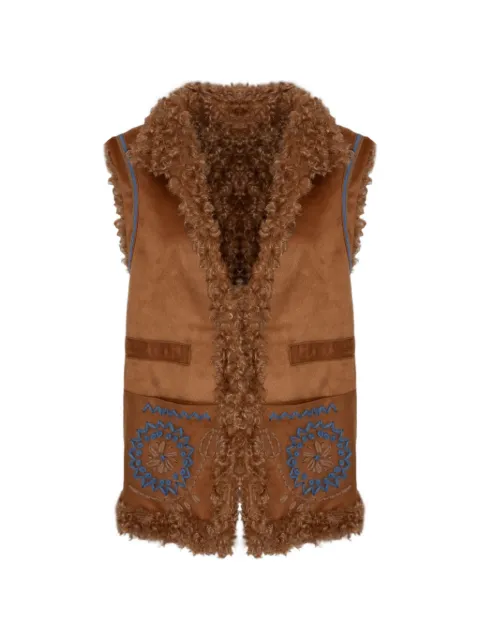 PHO FIRENZE Teddy vreversible embroidered waistcoat