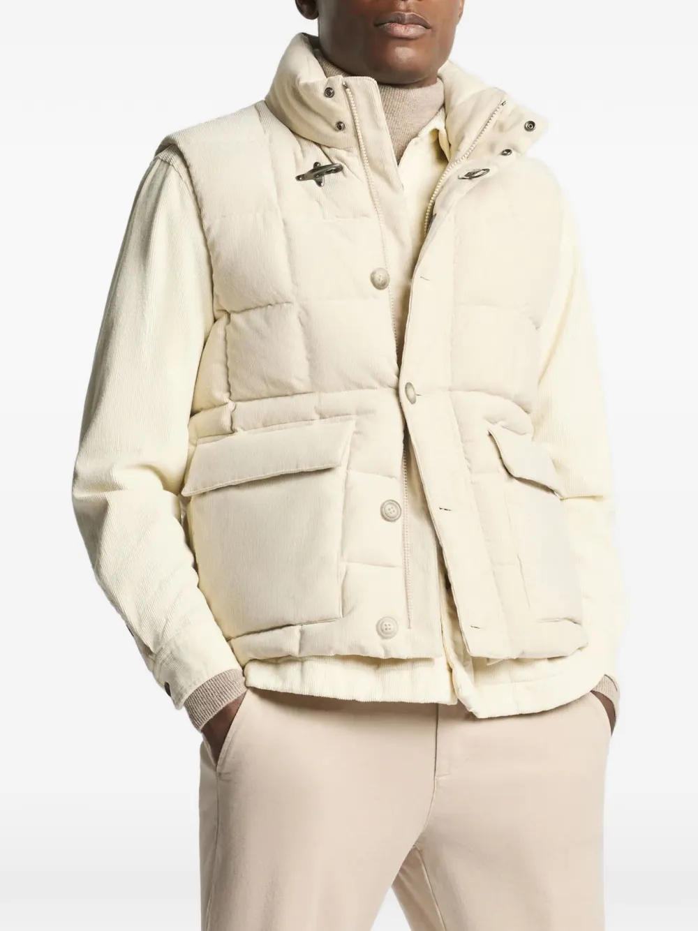 Fay quilted corduroy gilet Beige
