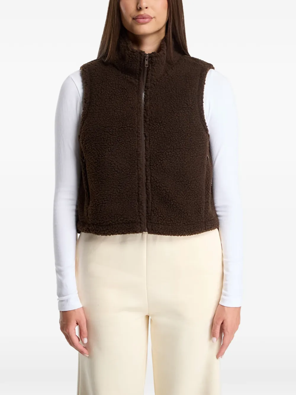 Urban Classics Weste aus Teddyfleece - Braun