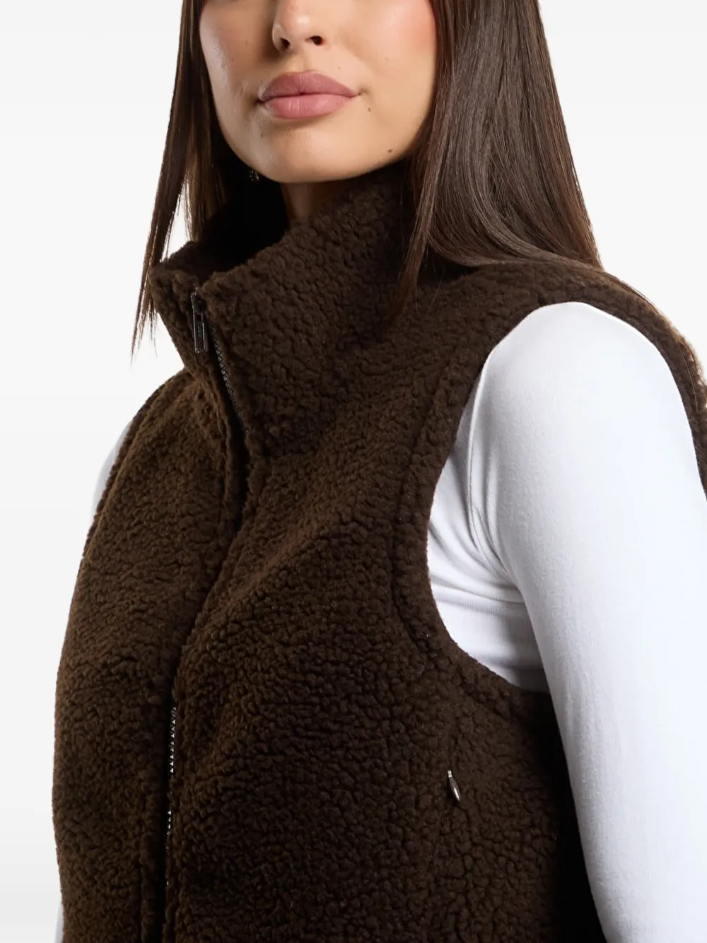 Urban Classics Fleece bodywarmer met teddy-print Bruin