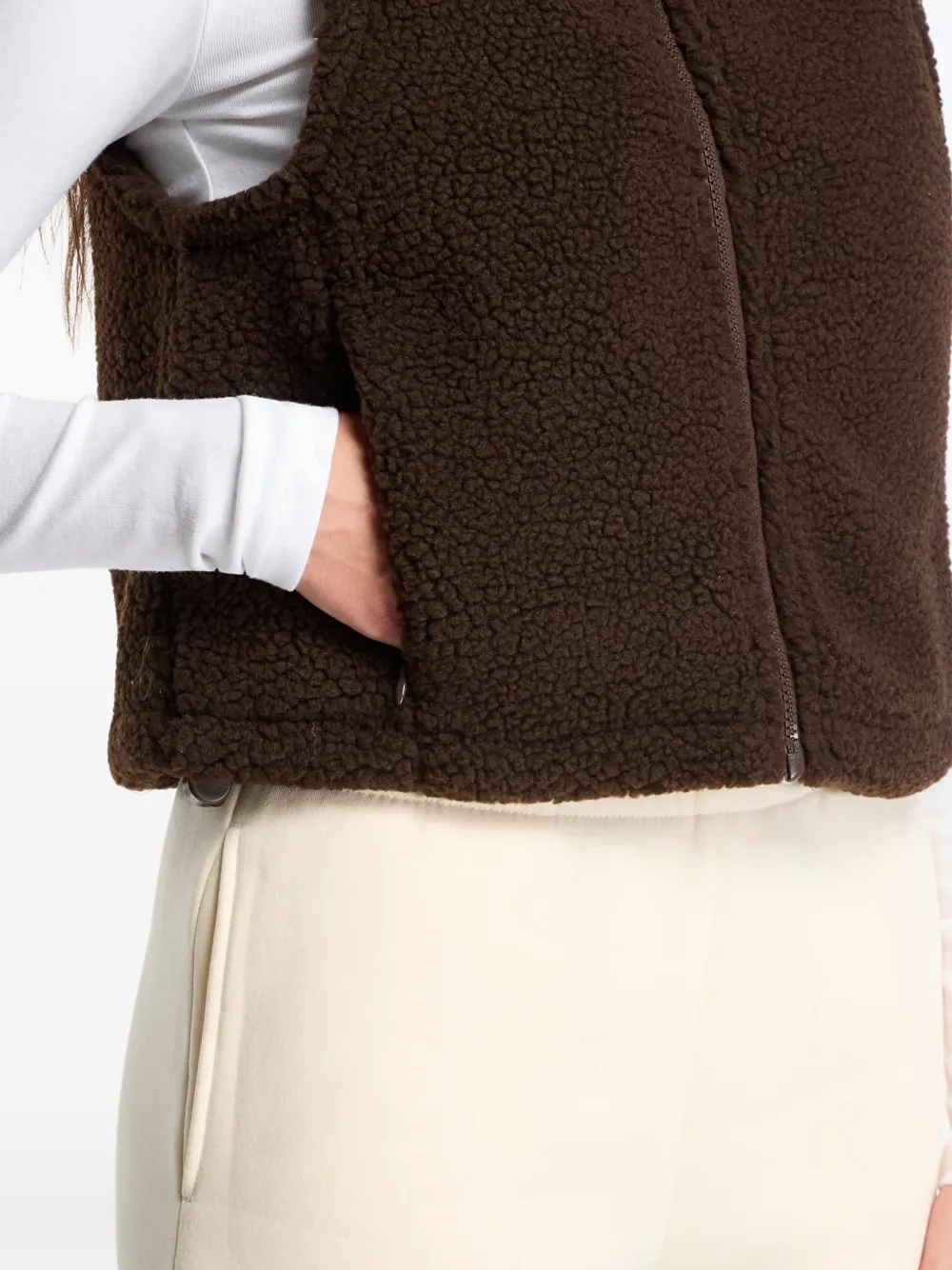 Urban Classics Fleece bodywarmer met teddy-print Bruin