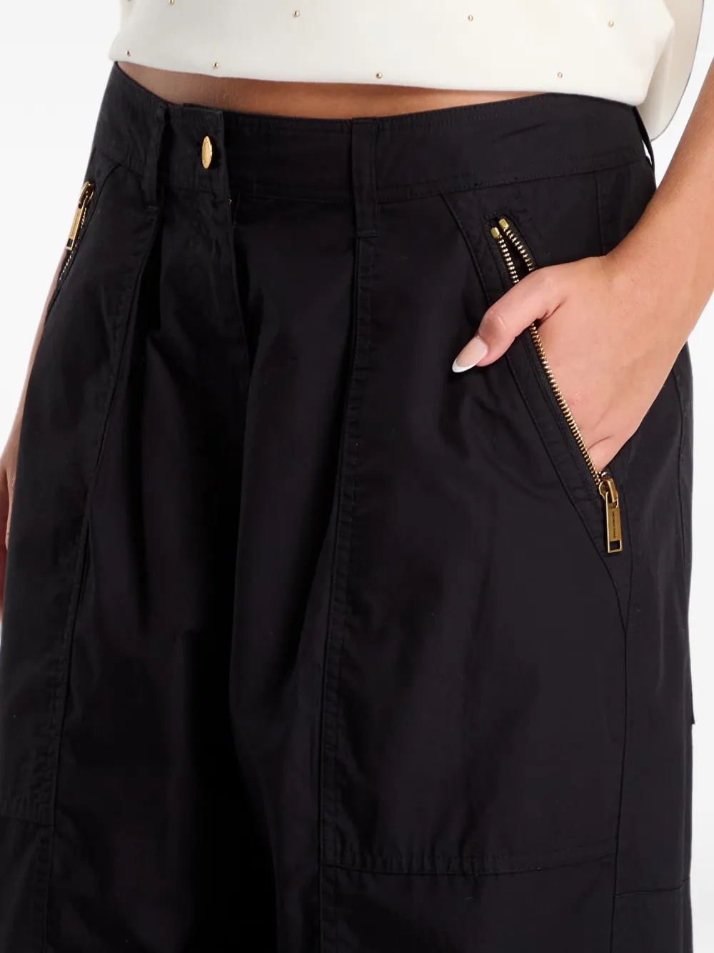 Michael Kors katoenen popeline parachute joggingbroek Zwart