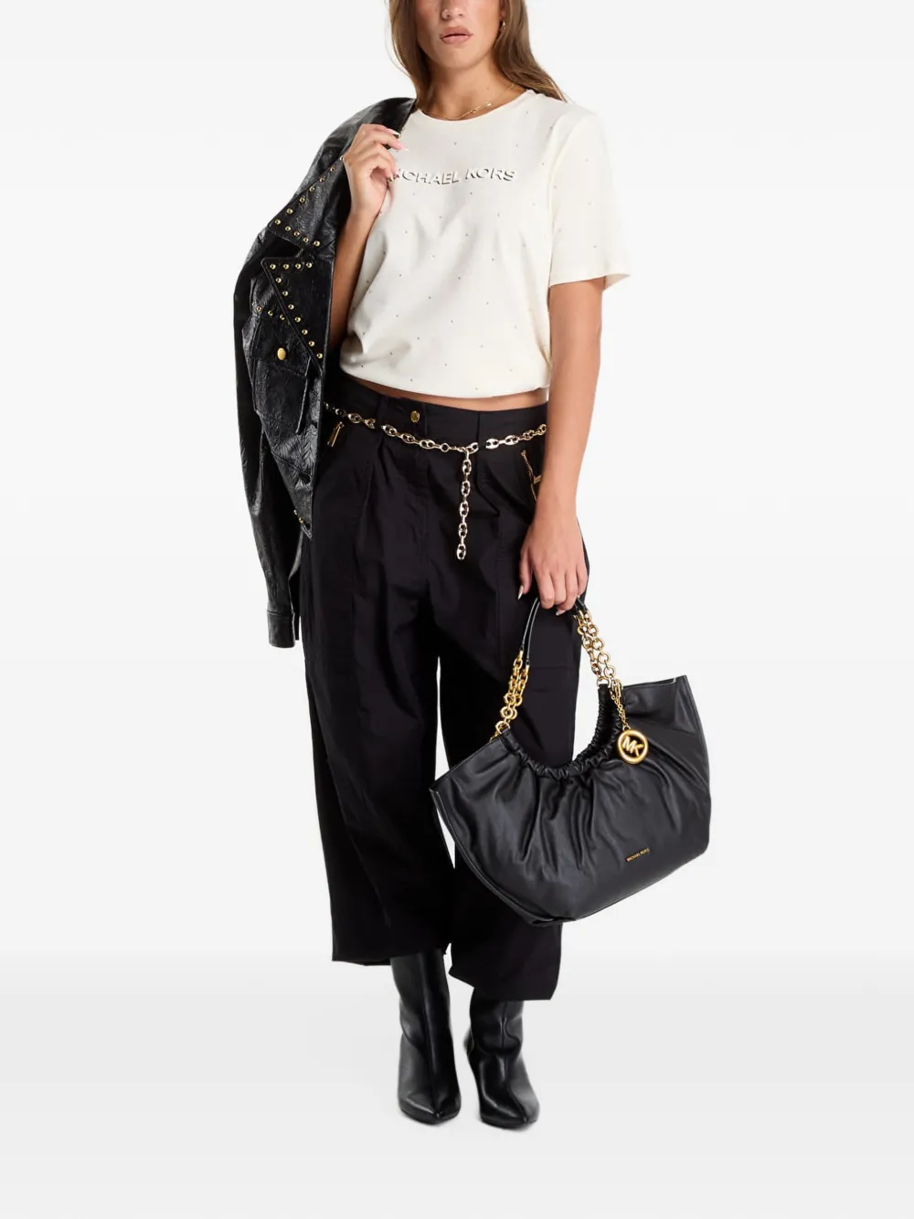 Michael Kors katoenen popeline parachute joggingbroek Zwart