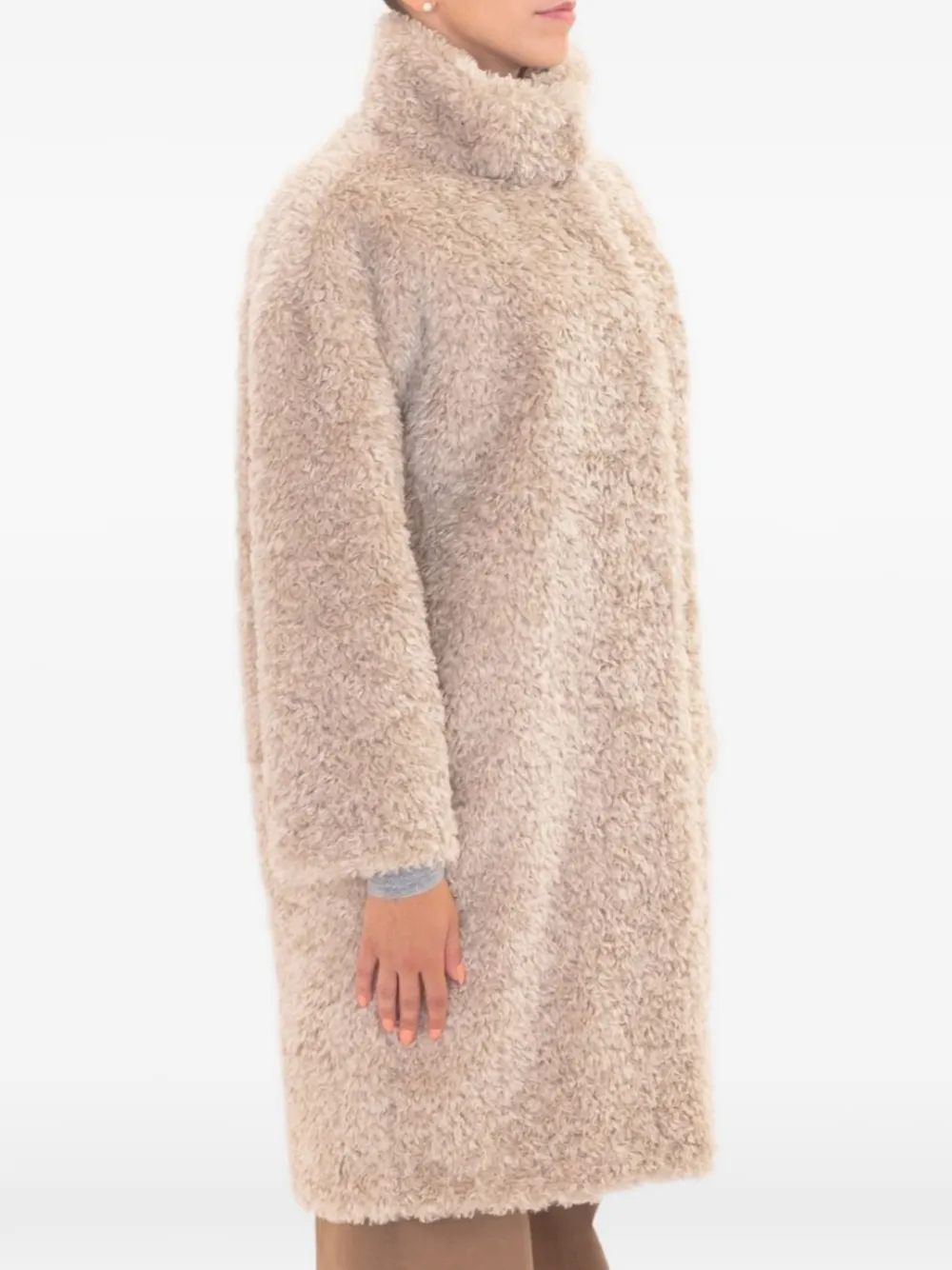 Herno Jas van imitatiebont met trechterhals Beige