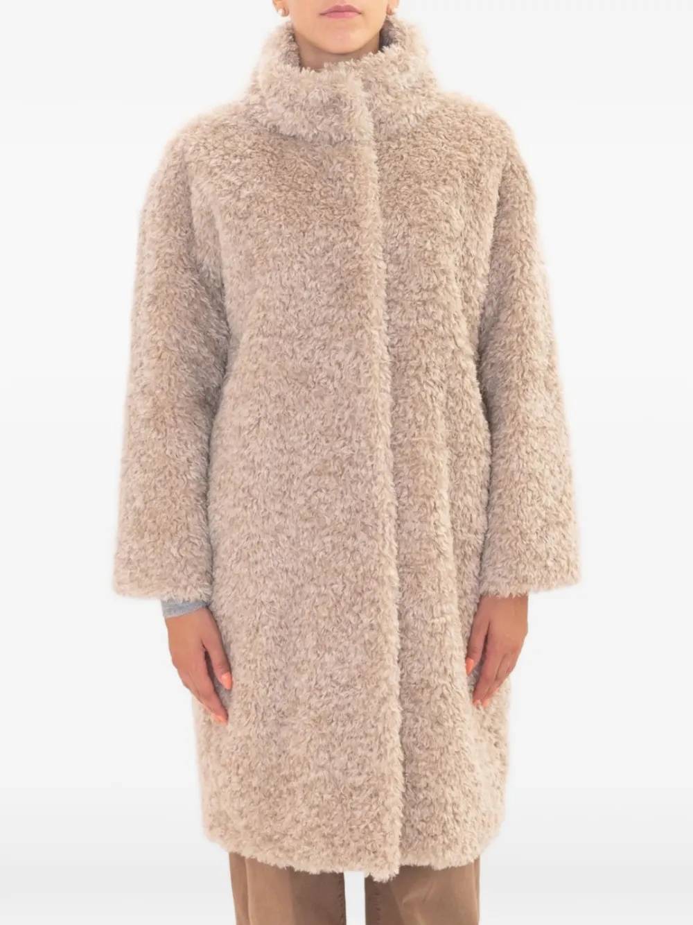 Herno Jas van imitatiebont met trechterhals Beige