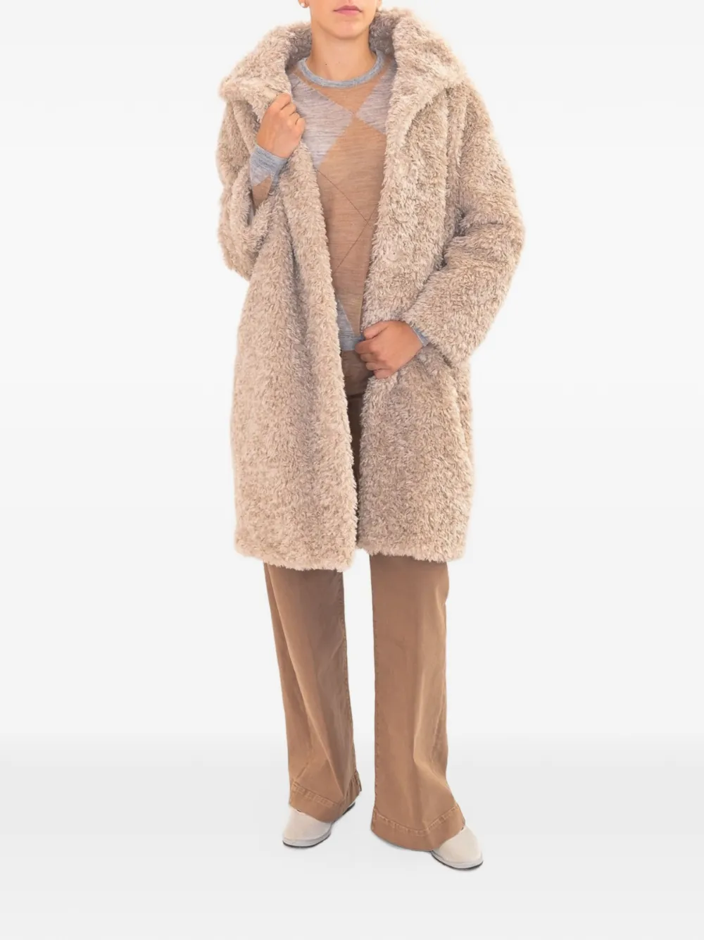 Herno Jas van imitatiebont met trechterhals Beige