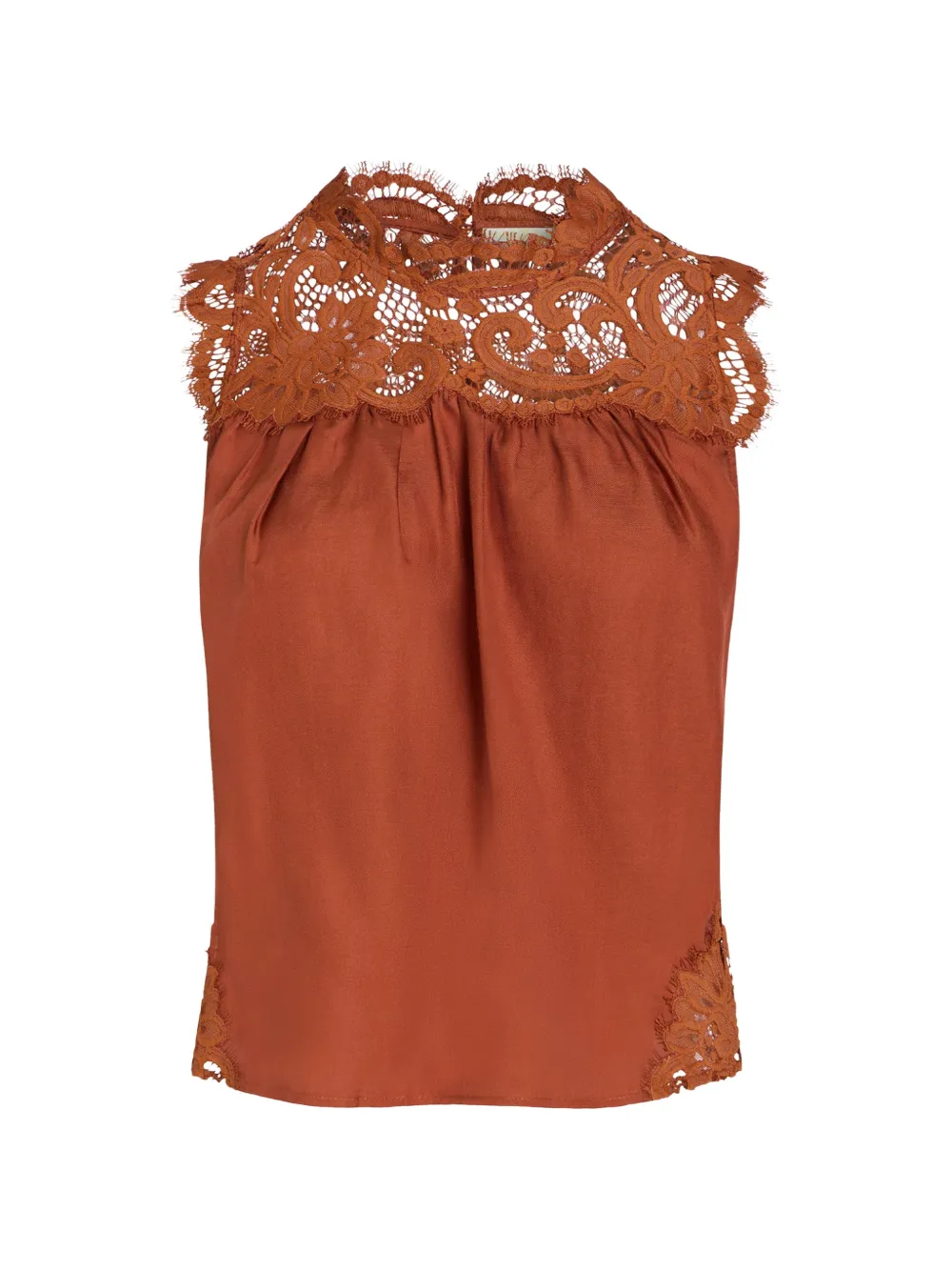 Marie Oliver Naiomi lace-panelled sleeveless top - Marrone