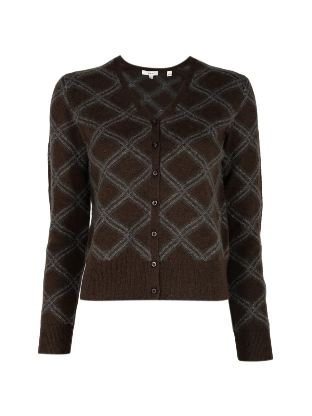 Vince diamond-plaid V-neck cardigan Bruin