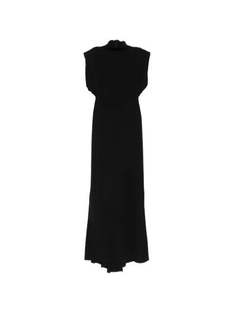 Mugler padded-shoulder high-neck maxi dress