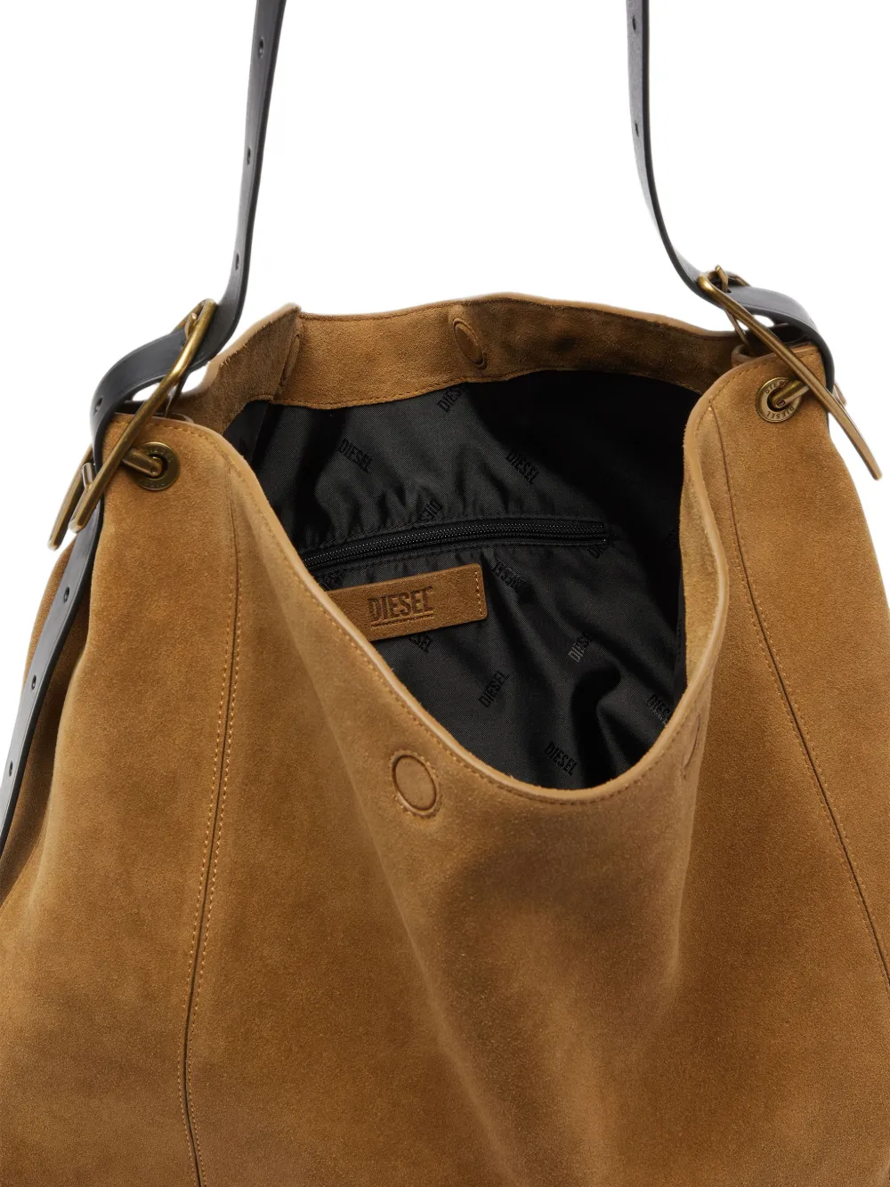 Diesel D-Line bag in waxed suede Bruin