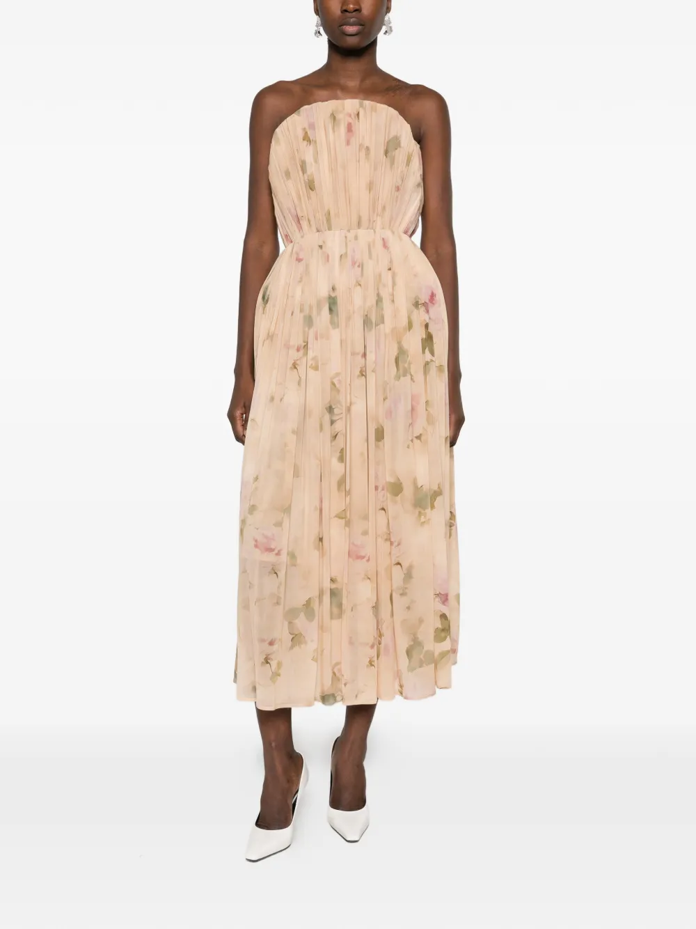 Magda Butrym Midi-jurk met bloemenprint Beige