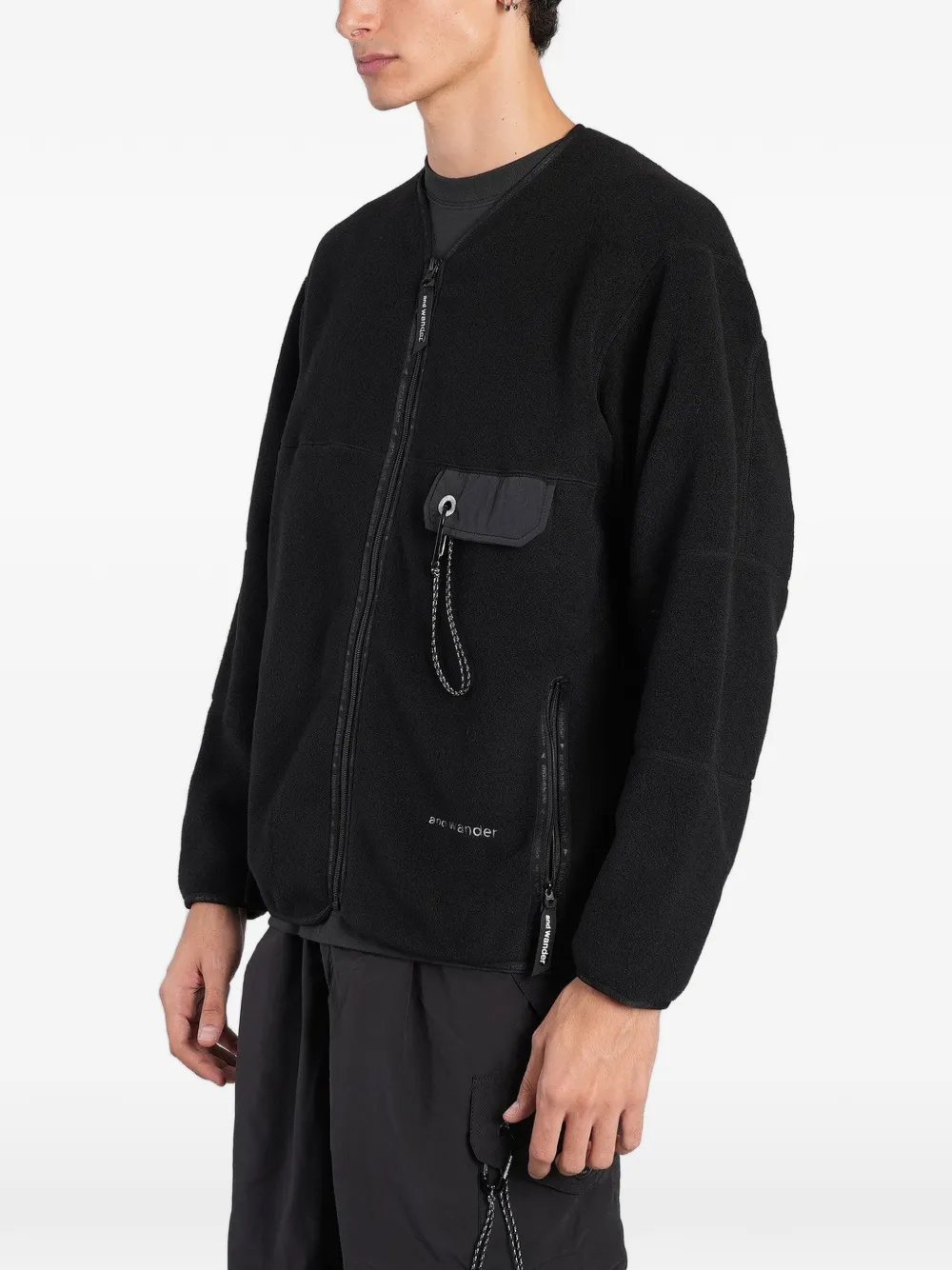 and Wander fleece zip-up jacket Zwart