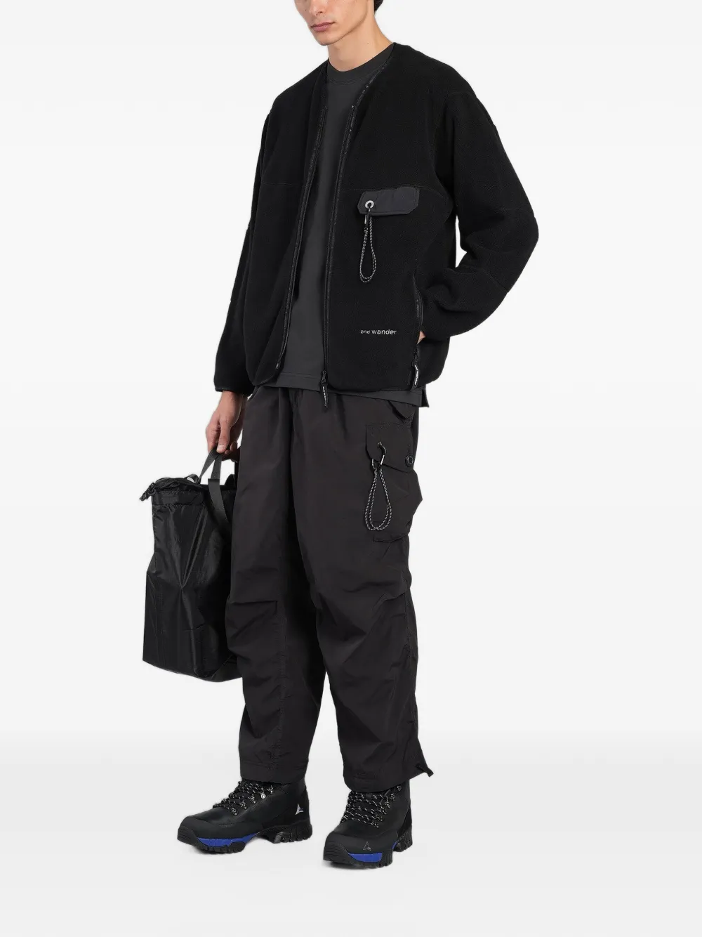 and Wander fleece zip-up jacket Zwart