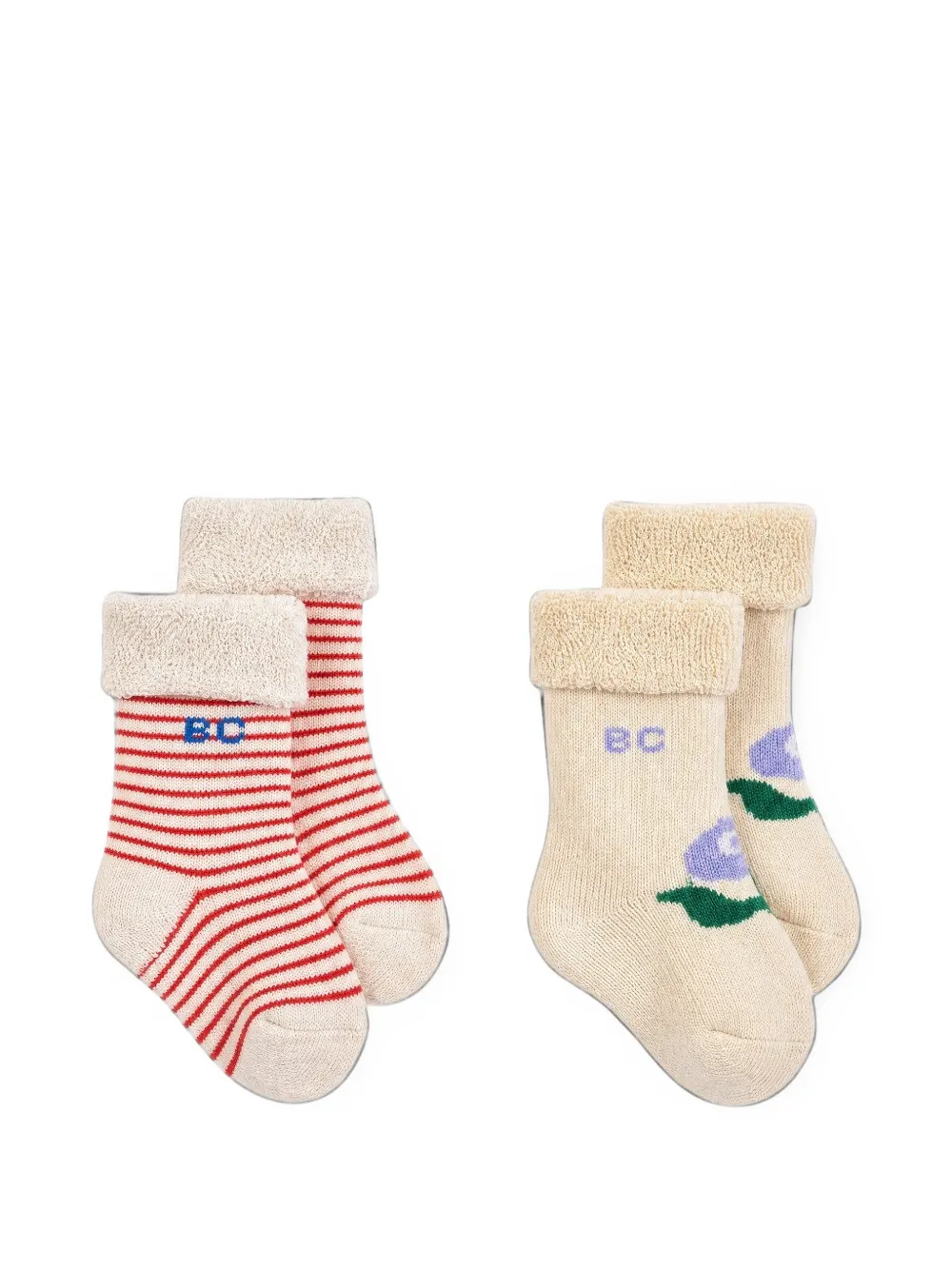 Bobo Choses BC Stamp Bloom striped socks (set of two) - Toni neutri