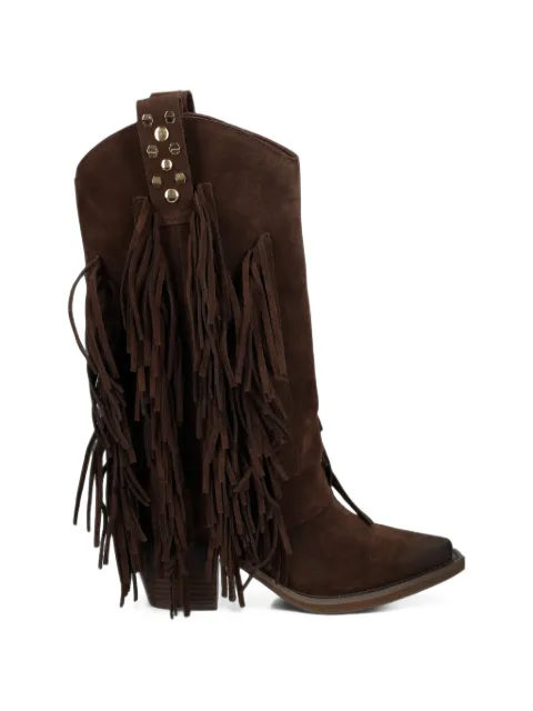 ALMA EN PENA botas con apliques y flecos