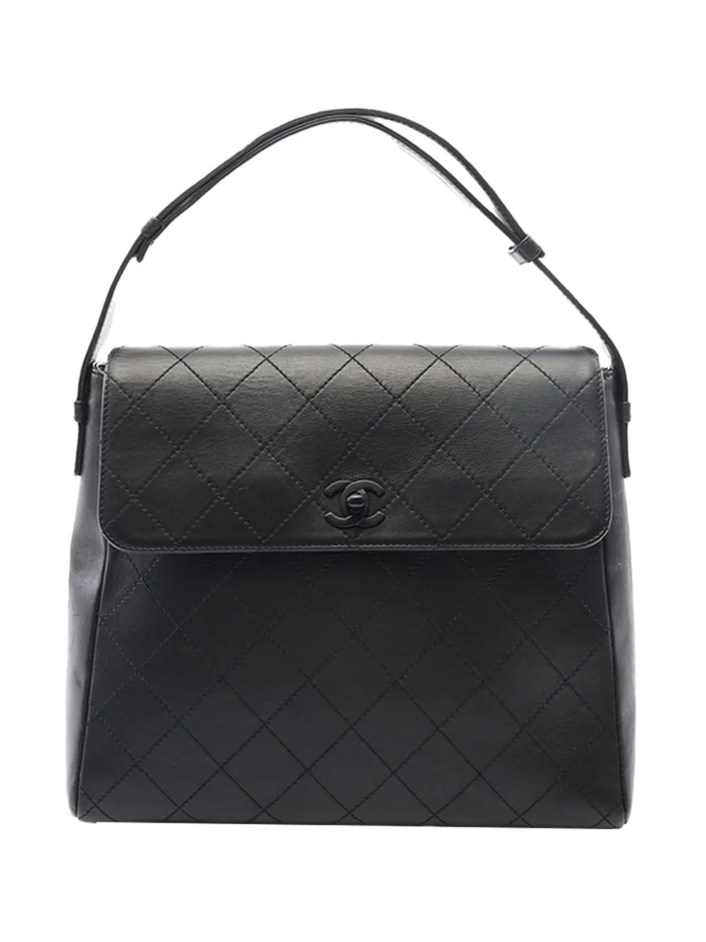 CHANEL Pre-Owned 1997-1999 Quilted Lambskin Kelly So Black Flap handbag - Nero