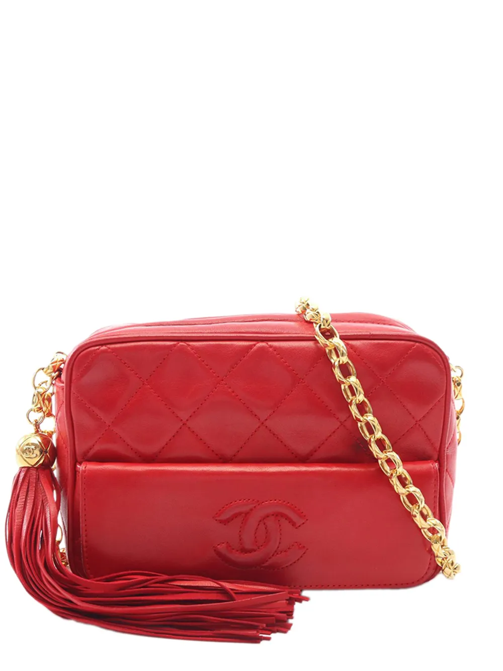 CHANEL Pre-Owned 1986-1988 CC Quilted Lambskin Tassel Camera Bag crossbody bag - Rosso
