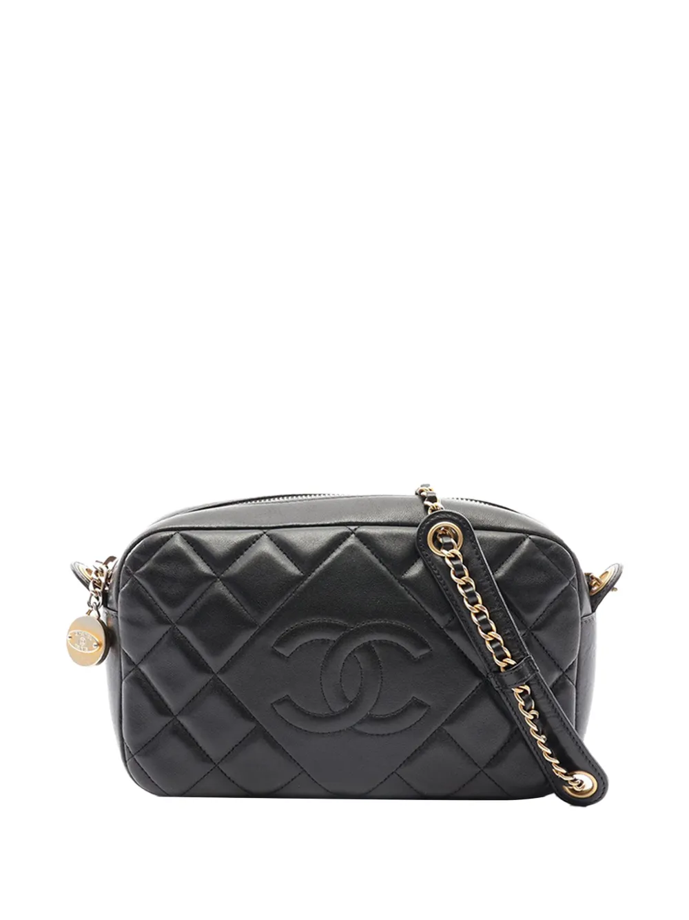 CHANEL Pre-Owned 2014 CC Quilted Lambskin Diamond Camera Bag crossbody bag - Black