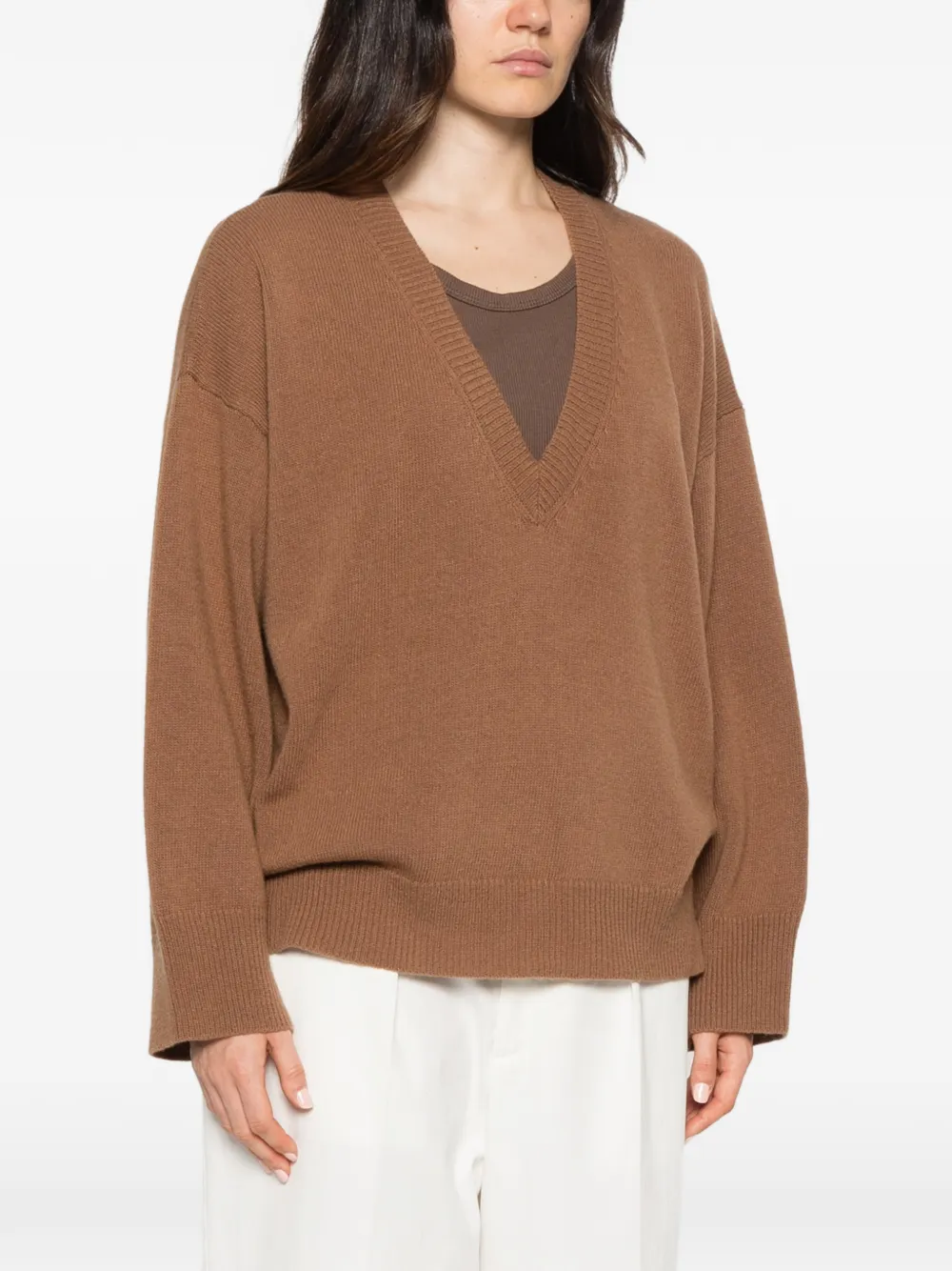 Roberto Collina V-neck knitted sweater Bruin