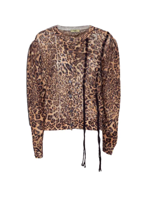 PHO FIRENZE Cardigan mit Leopardenprint und Fransen