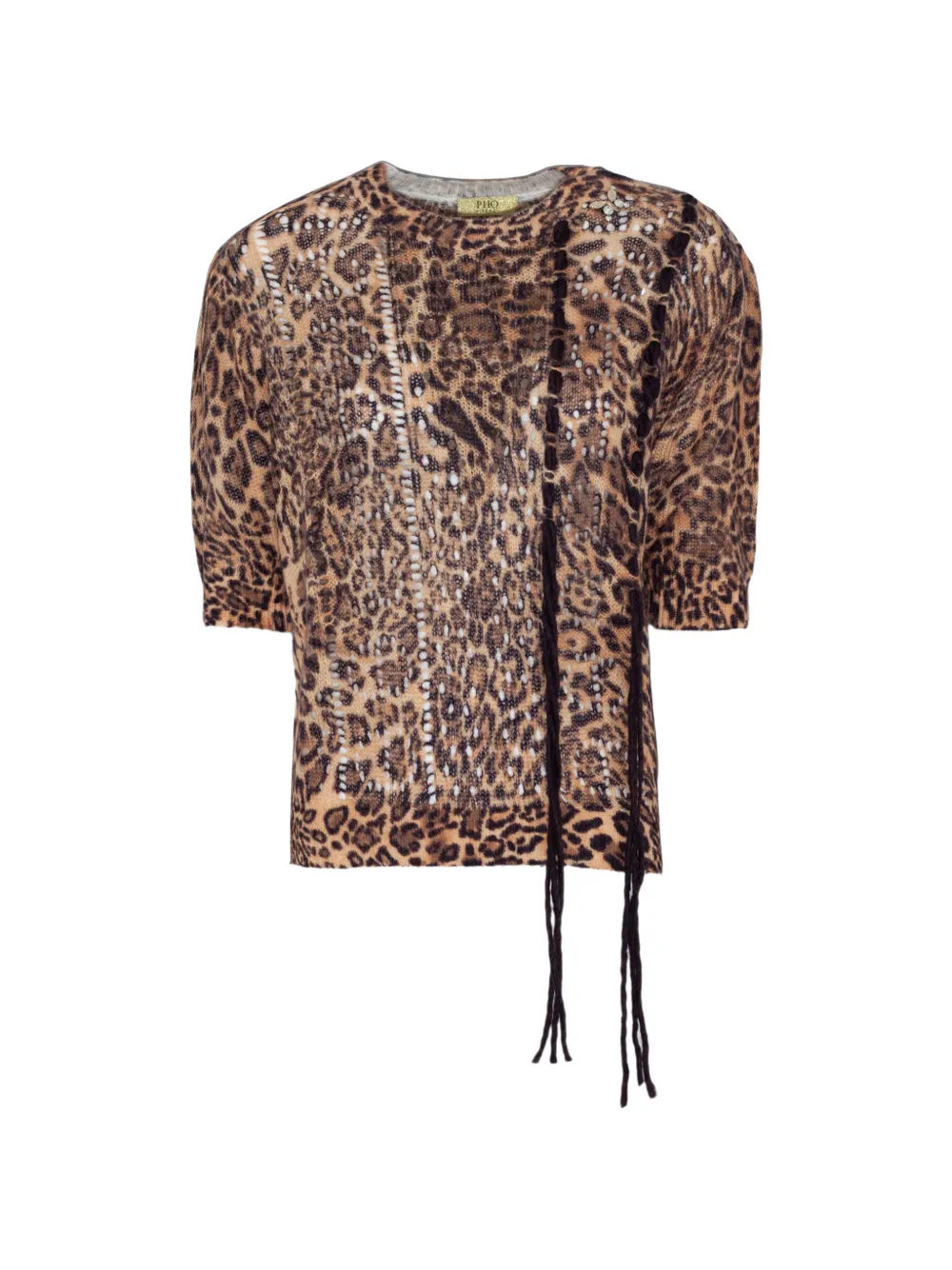 PHO FIRENZE leopard-print brooch-detail sweater