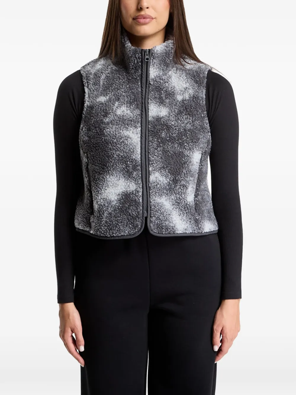 Urban Classics Teddyfleece-Weste mit Wolken-Print - Grau
