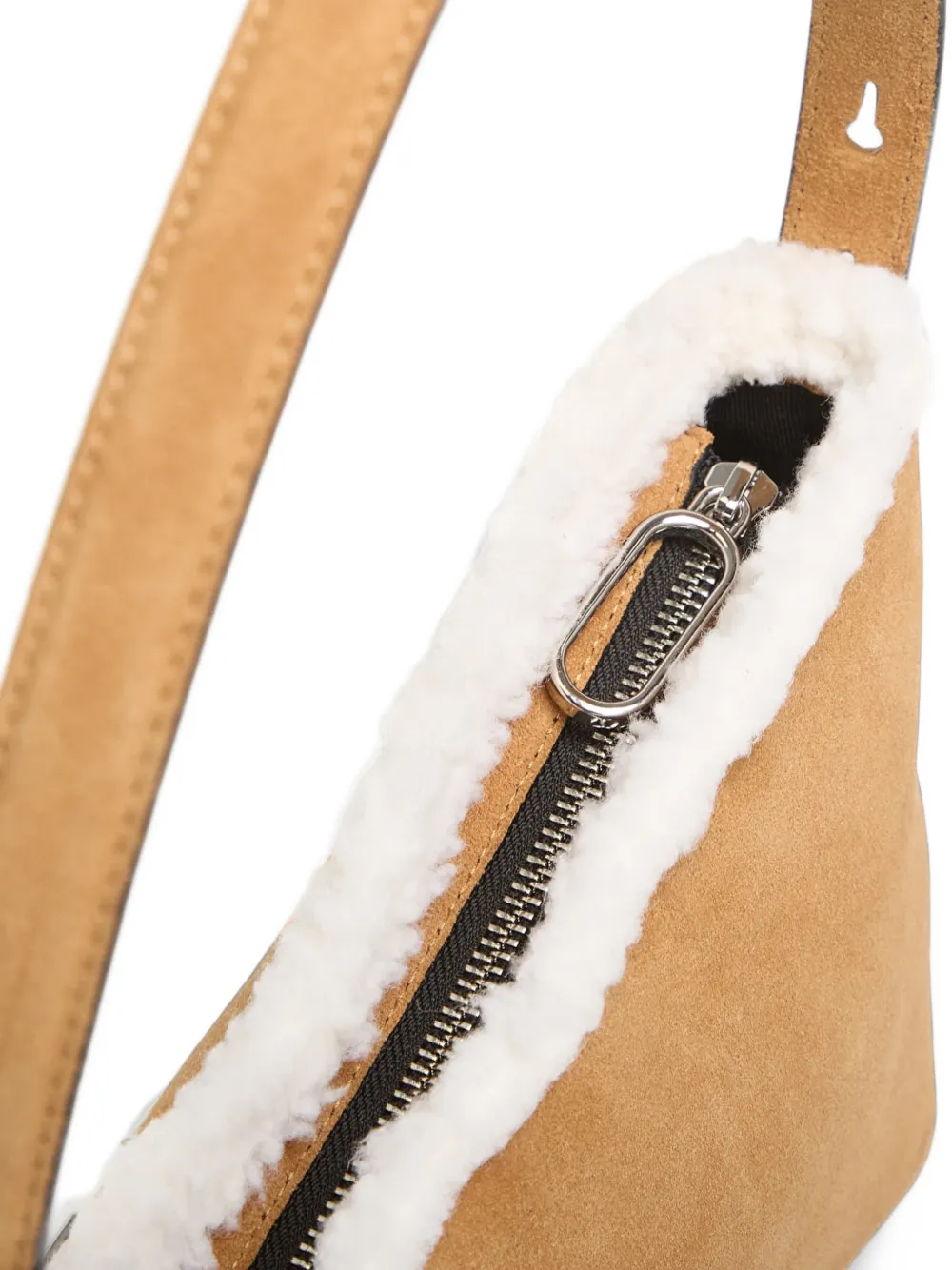 Karl Lagerfeld Jeans Asymmetrische schoudertas met afwerking van schapenvacht Beige