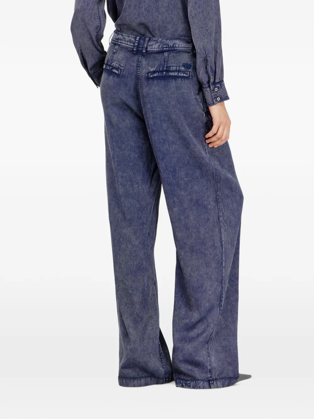 Diesel wde-leg pants in denim-effect viscose Blauw