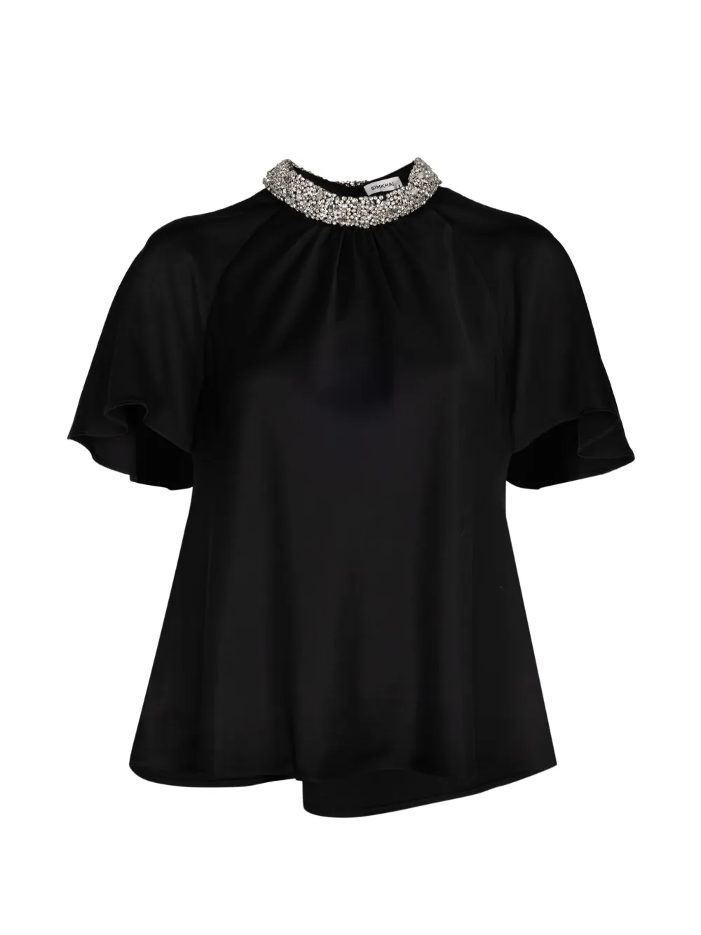 SIMKHAI Loreta crystal-embellished blouse Zwart