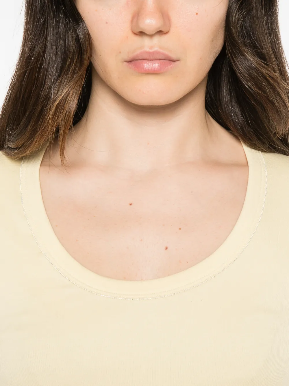 Fabiana Filippi bead-trim scoop-neck T-shirt Beige