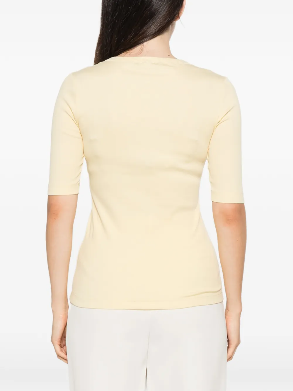 Fabiana Filippi bead-trim scoop-neck T-shirt Beige