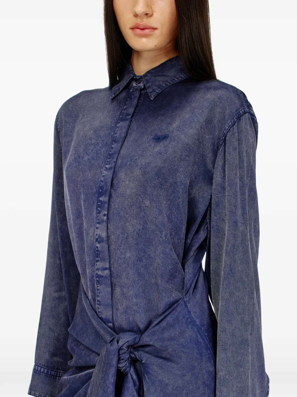 Diesel midi shirt dress in denim-effect viscose Blauw