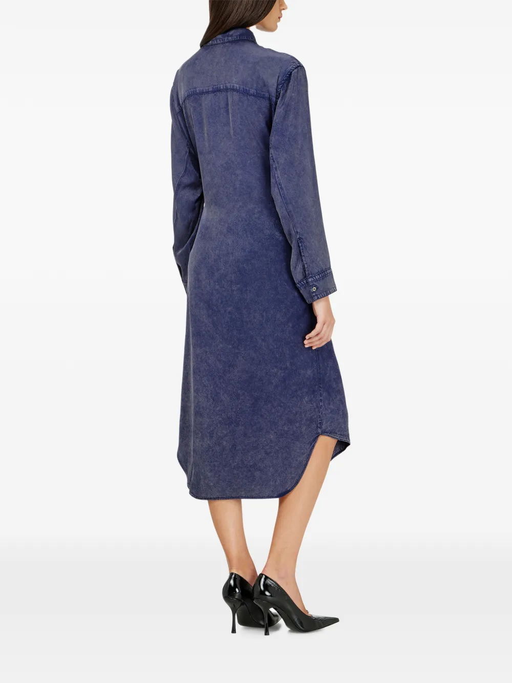 Diesel midi shirt dress in denim-effect viscose Blauw