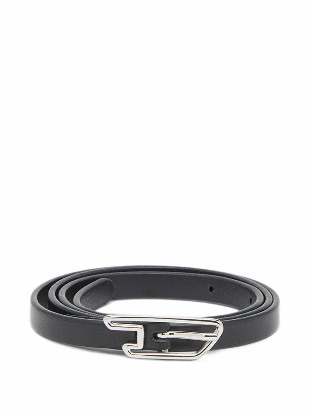 Diesel 1.5cm belt in pull-up leather with D buckle - Nero