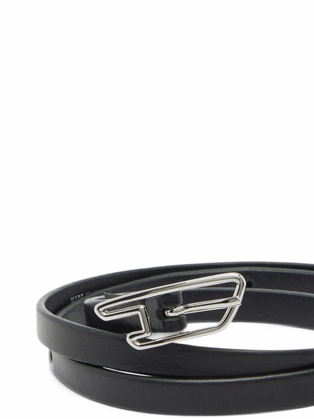 Diesel 1.5cm belt in pull-up leather with D buckle Zwart
