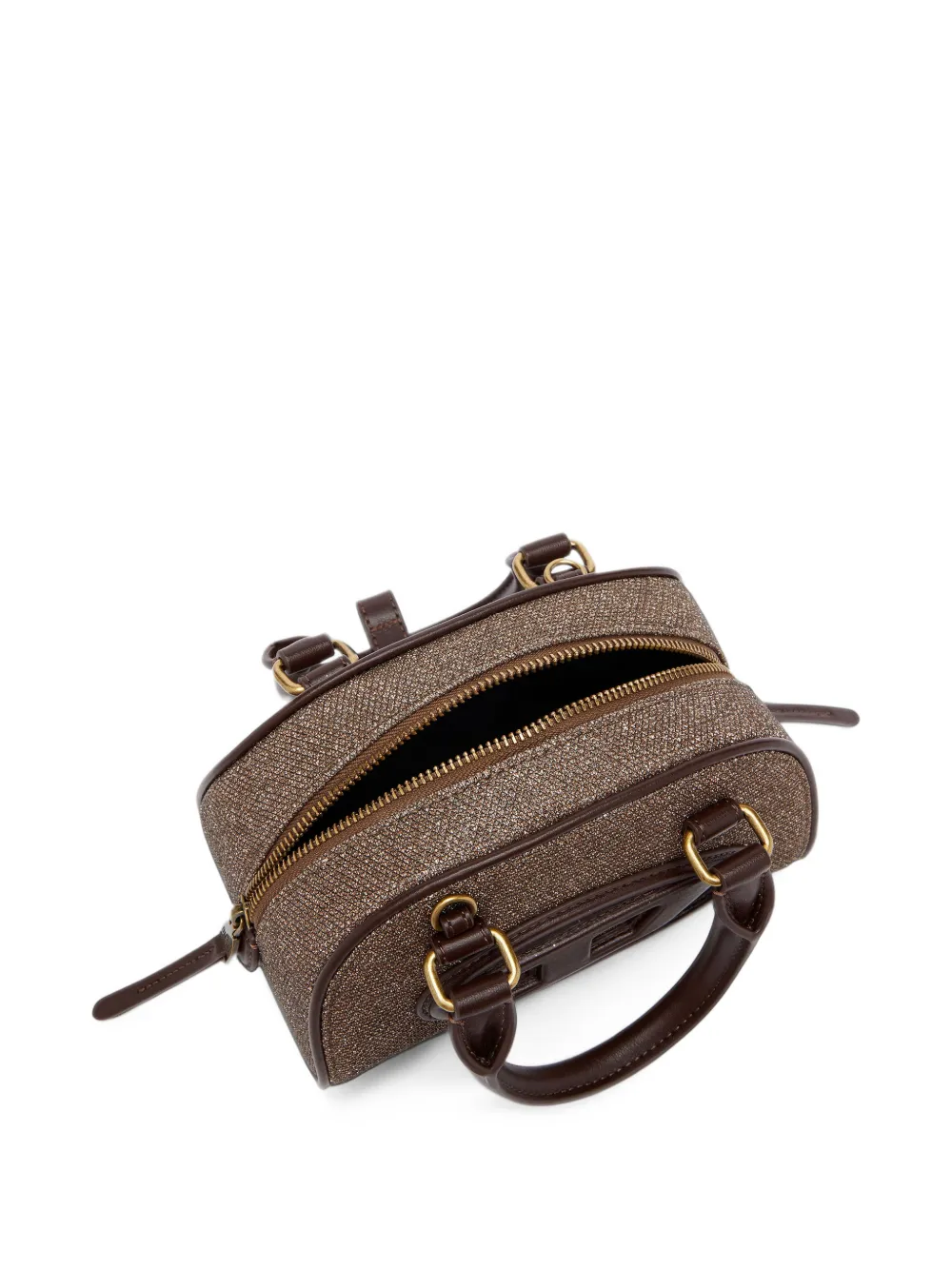 Diesel 1DR Dome- small bowling bag in Lurex fabric Bruin