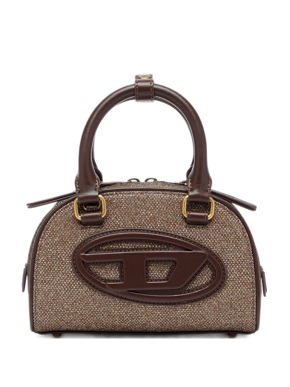 Diesel 1DR Dome- small bowling bag in Lurex fabric - Marrone