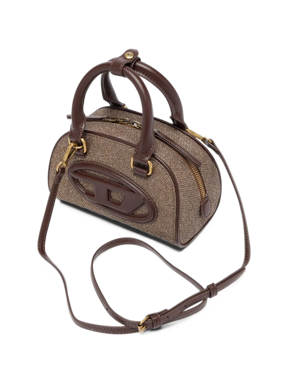 Diesel 1DR Dome- small bowling bag in Lurex fabric Bruin