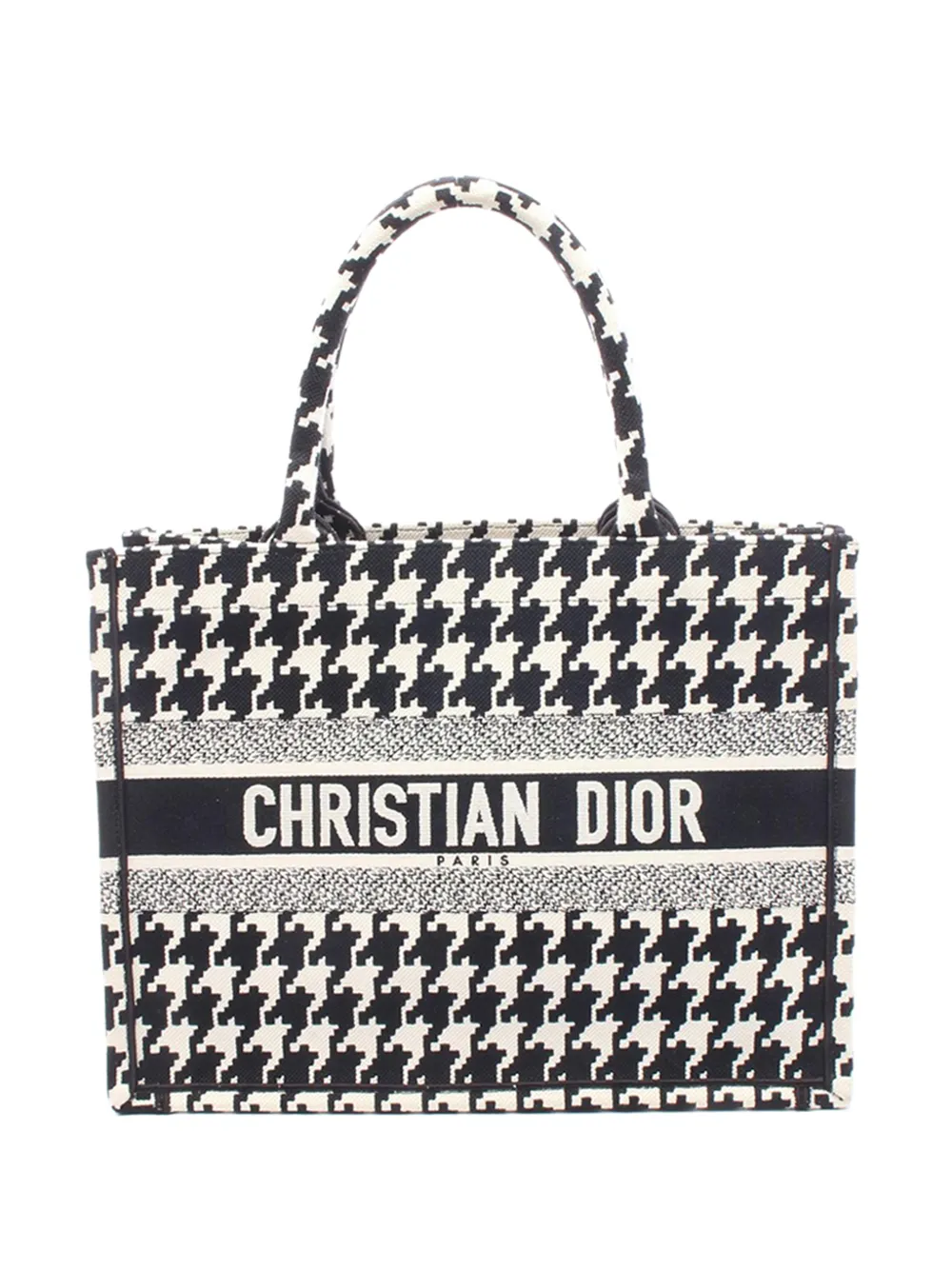 Christian Dior Pre-Owned 2000-2026 Medium Macro Houndstooth Book tote bag - Noir Christian Dior Pre-Owned 2000-2026 Medium Macro Houndstooth Book tote bag - Noir