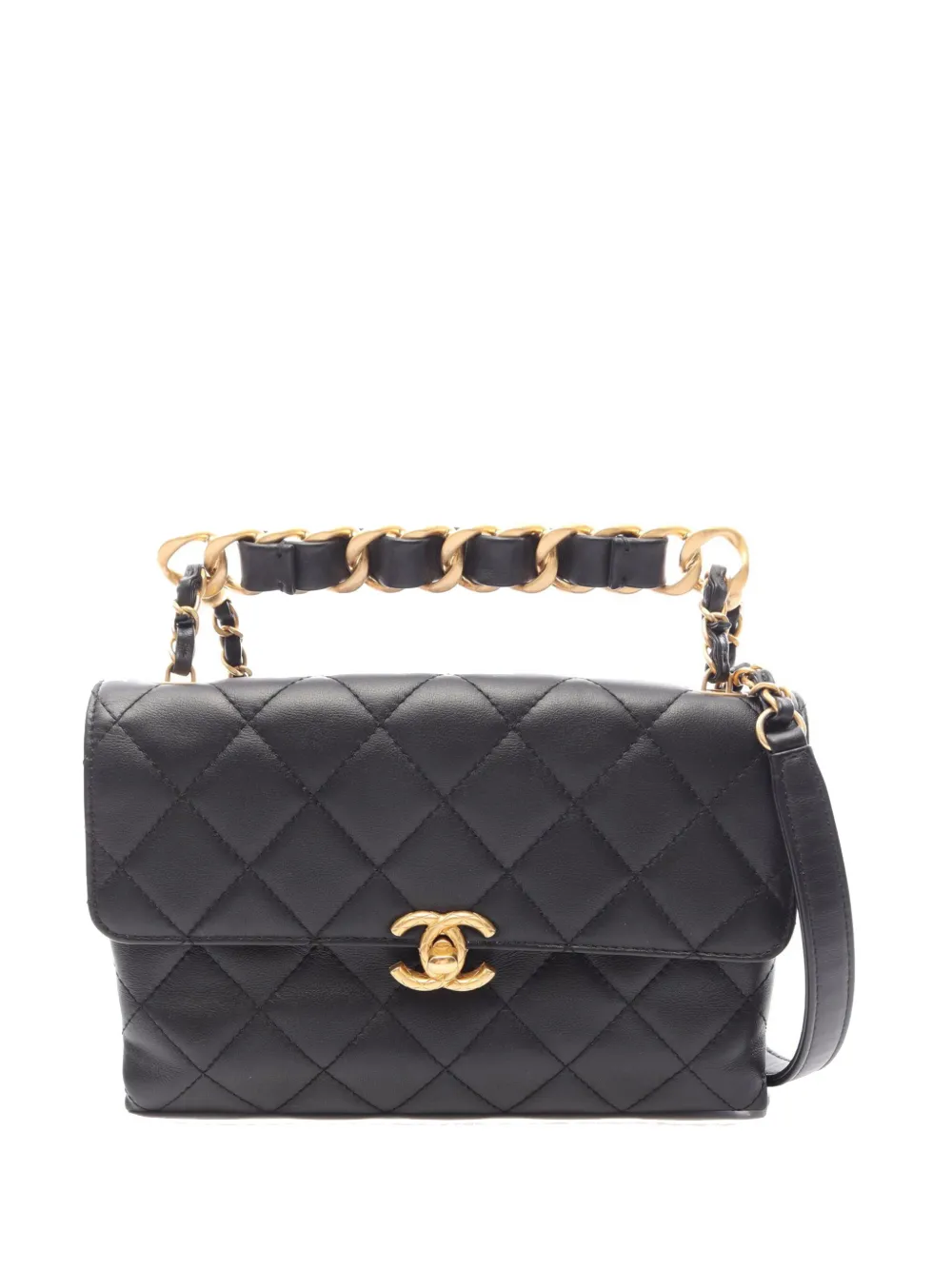 CHANEL Pre-Owned 2021-2026 Small Quilted Lambskin Chain Infinity Flap satchel - Nero