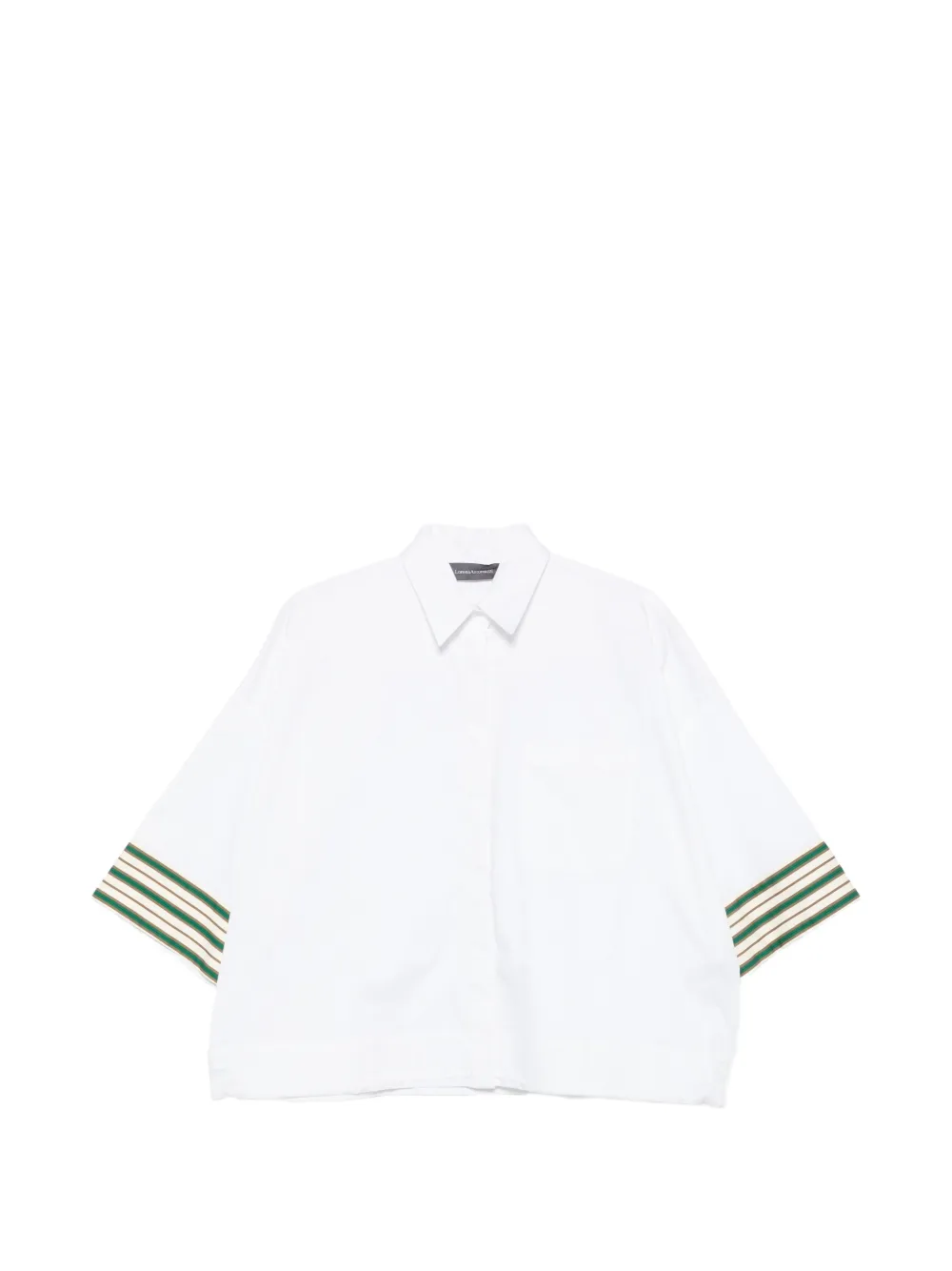 Lorena Antoniazzi Blouse met korte mouwen en gestreepte manchetten Wit