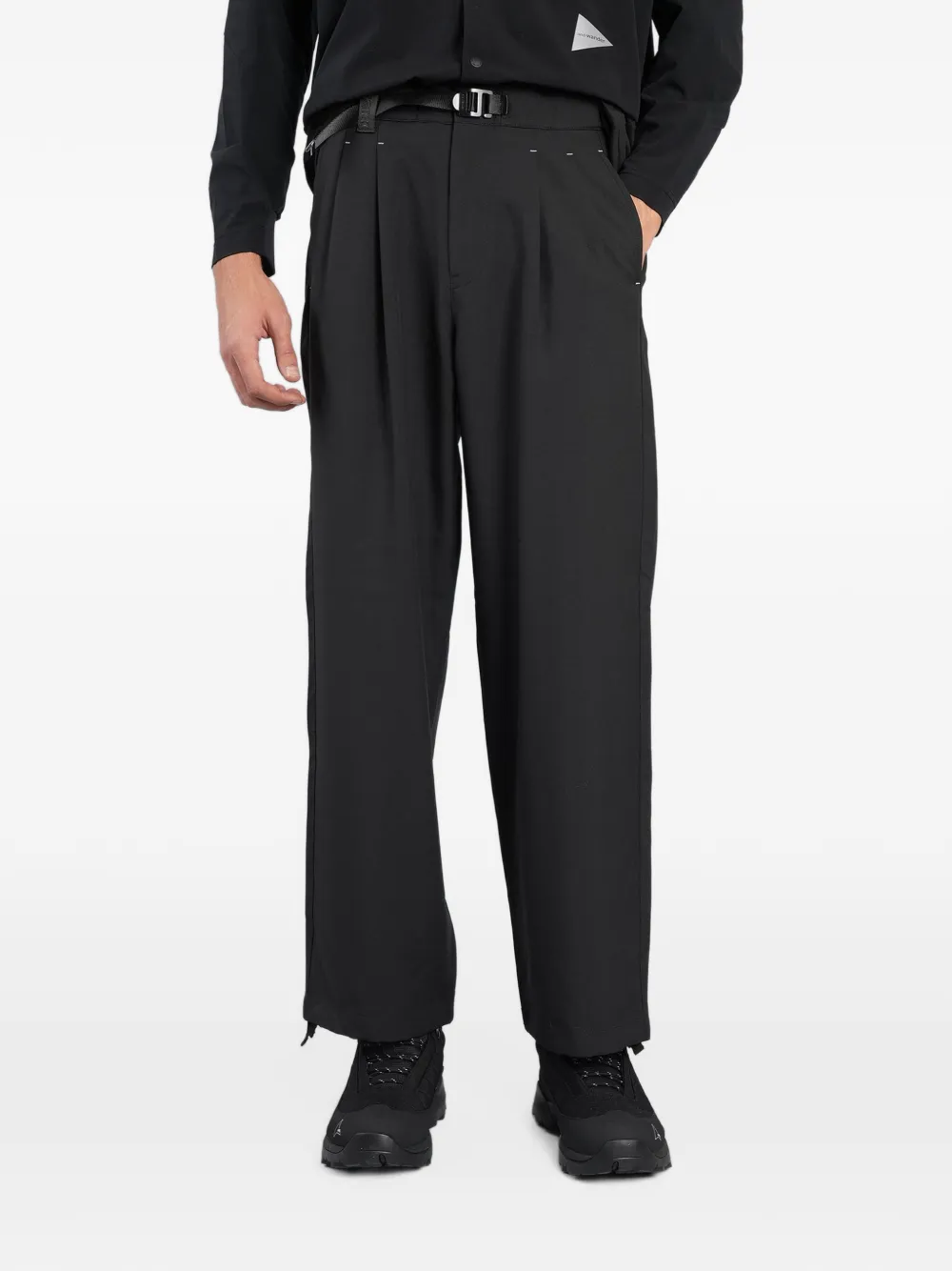 and Wander pleated belted straight-leg trousers - Noir and Wander pleated belted straight-leg trousers - Noir